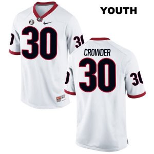 Youth Georgia Bulldogs NCAA #30 Tae Crowder Nike Stitched White Authentic College Football Jersey MDC4054NR